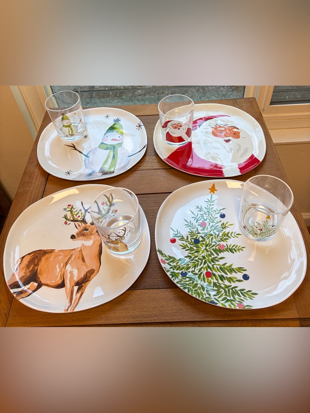 Threshold Target Christmas Melamine Dinner Plate & Tumbler Set of Four Brand New